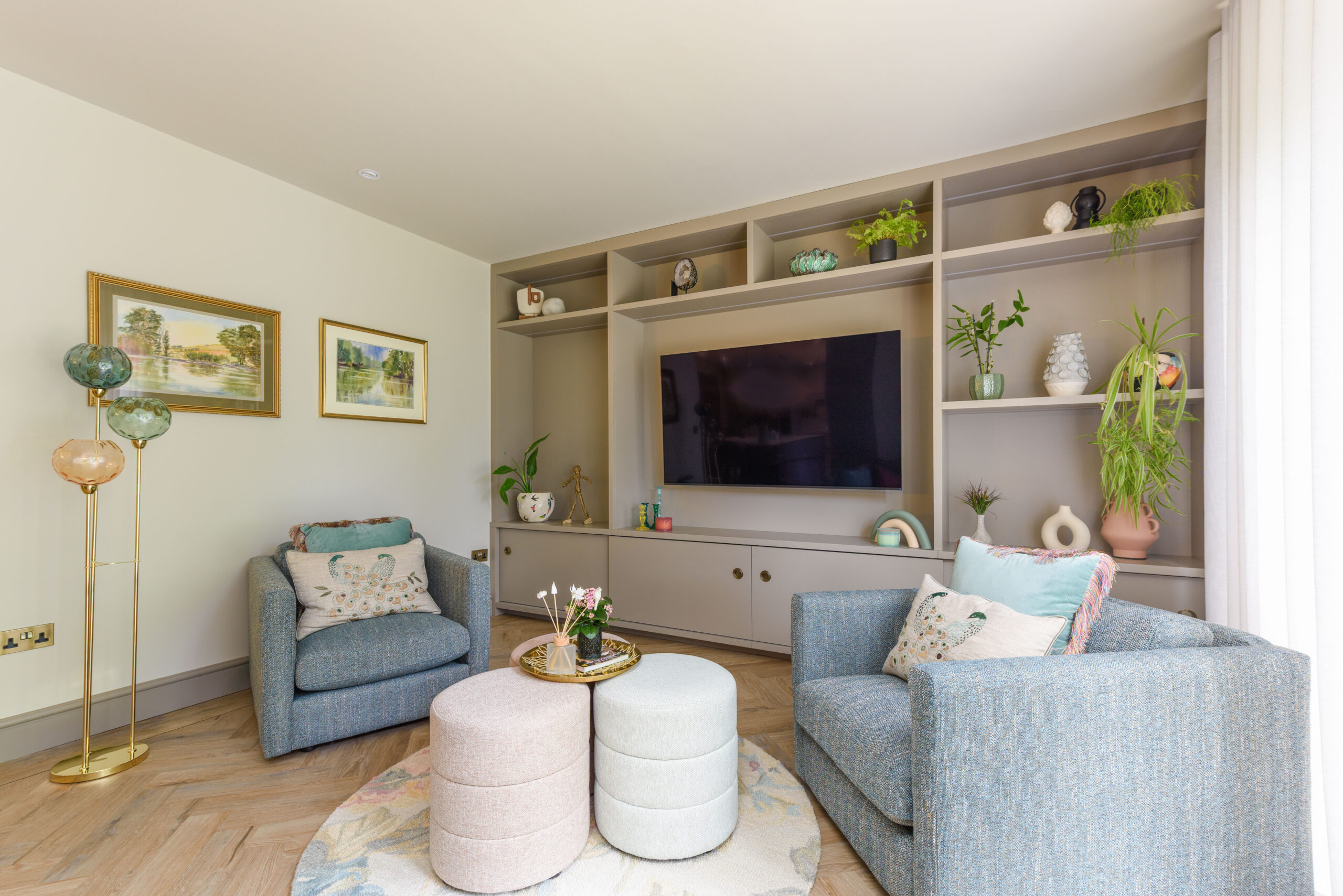family living room with bespoke media unit